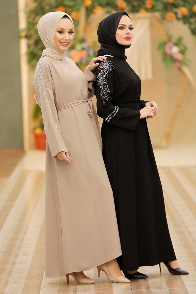 Neva Style - Robe hijab beige 3222BEJ - 3