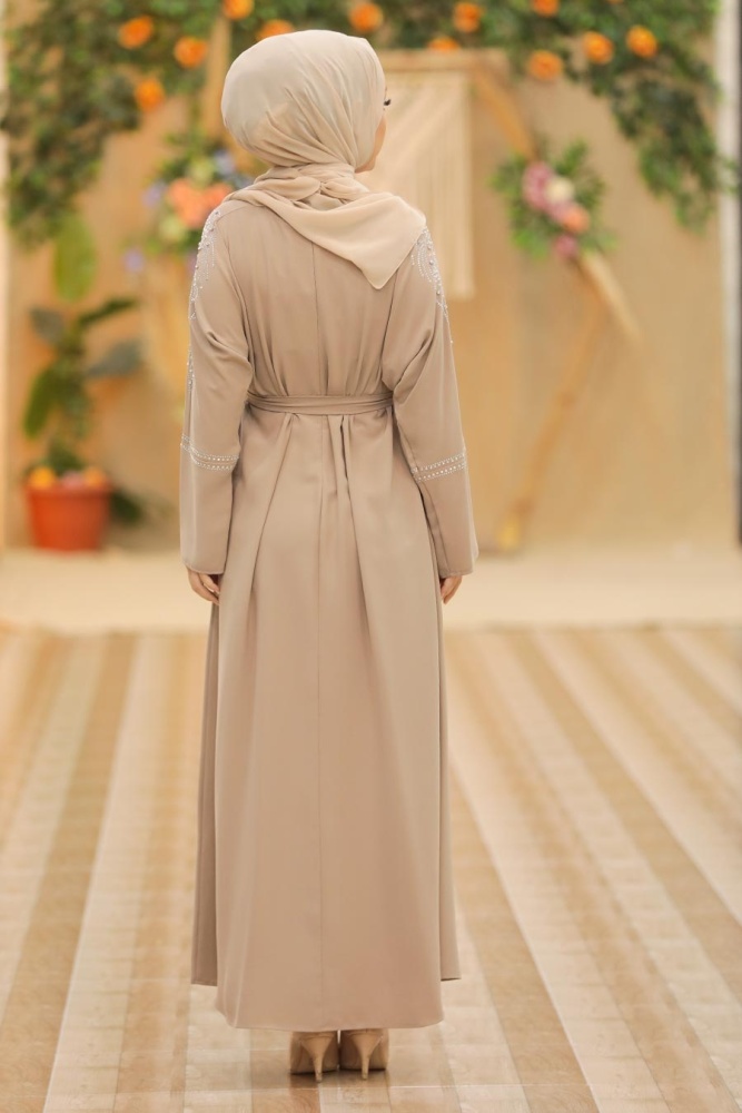 Neva Style - Robe hijab beige 3222BEJ - 4