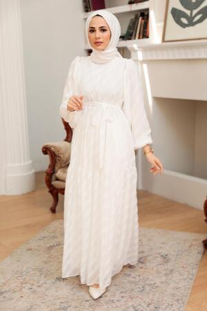 Neva Style - Robe Hijab Blanche 10015B - 1