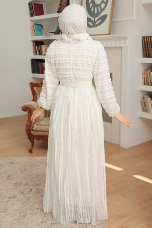 Neva Style - Robe Hijab Blanche 10026B - 3