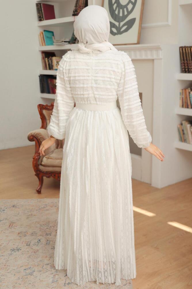 Neva Style - Robe Hijab Blanche 10026B - 3