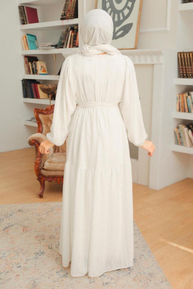 Neva Style - Robe Hijab Blanche 10414B - 2