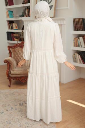 Neva Style - Robe Hijab Blanche 22912B - 2