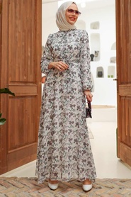 Neva Style - Robe Hijab Blanche 279041B - Thumbnail