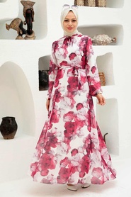 Neva Style - Robe Hijab Blanche 279054B - Thumbnail