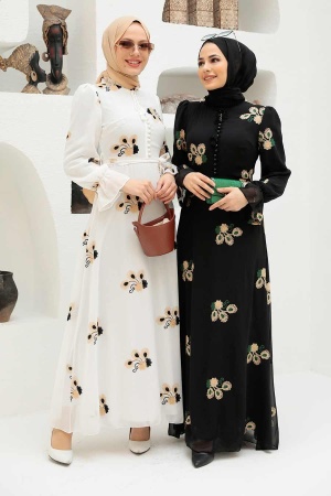 Neva Style - Robe Hijab Blanche 32941B - 5