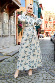 Neva Style - Robe Hijab Bleu 12340M - Thumbnail
