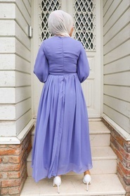 Neva Style - Robe Hijab Bleu Indigo 1448IM - Thumbnail