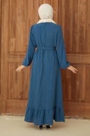 Neva Style - Robe Hijab Bleu Indigo 1688IM - Thumbnail