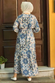 Neva Style - Robe Hijab Bleu Indigo 1800IM - Thumbnail