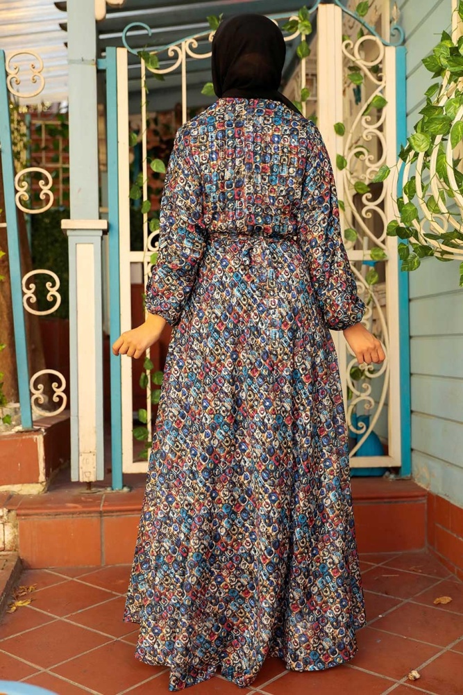 Neva Style - Robe Hijab Bleu Indigo 2216IM - 2