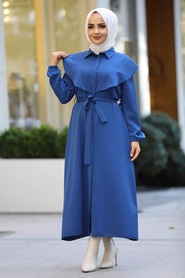 Neva Style - Robe Hijab Bleu Indigo 4331IM - Thumbnail