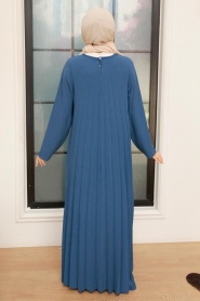 Neva Style - Robe Hijab Bleu Indigo 76840IM - Thumbnail