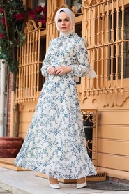 Neva Style - Robe Hijab Bleu Marine 28902L - Thumbnail