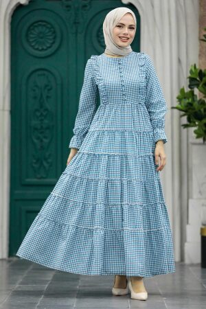 Neva Style - Robe Hijab Bleu Marine Foncé 27090KL - 1