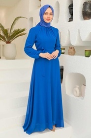 Neva Style - Robe Hijab Bleu Sax 27922SX - Thumbnail