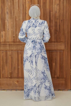 Neva Style - Robe Hijab Bleue 279063M - 2