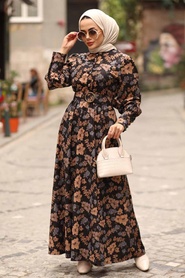 Neva Style - Robe Hijab Bleue 44670M - Thumbnail