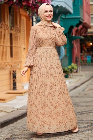 Neva Style - Robe Hijab Camel 27890C - 1