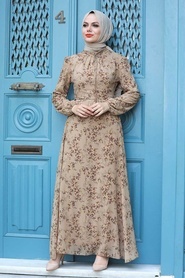 Neva Style - Robe Hijab Camel 279011C - Thumbnail