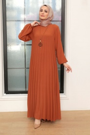 Neva Style - Robe Hijab Carreaux 30280KRMT - Thumbnail