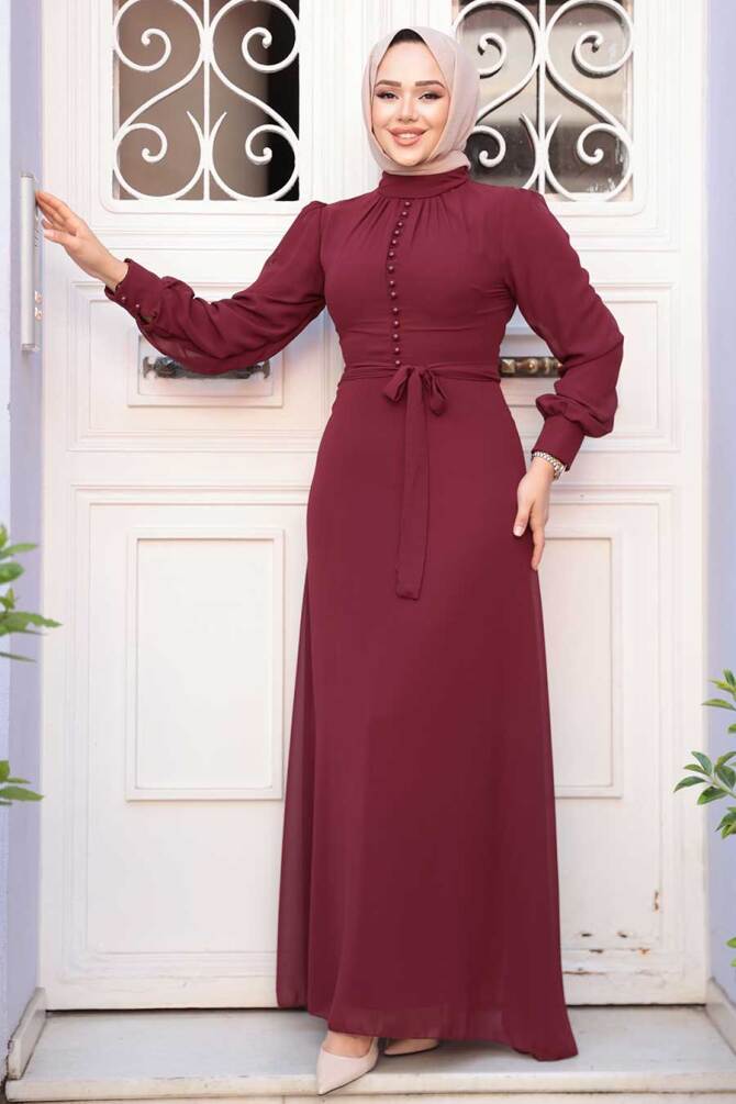 Neva Style - Robe Hijab Cerise 2703VSN - 1