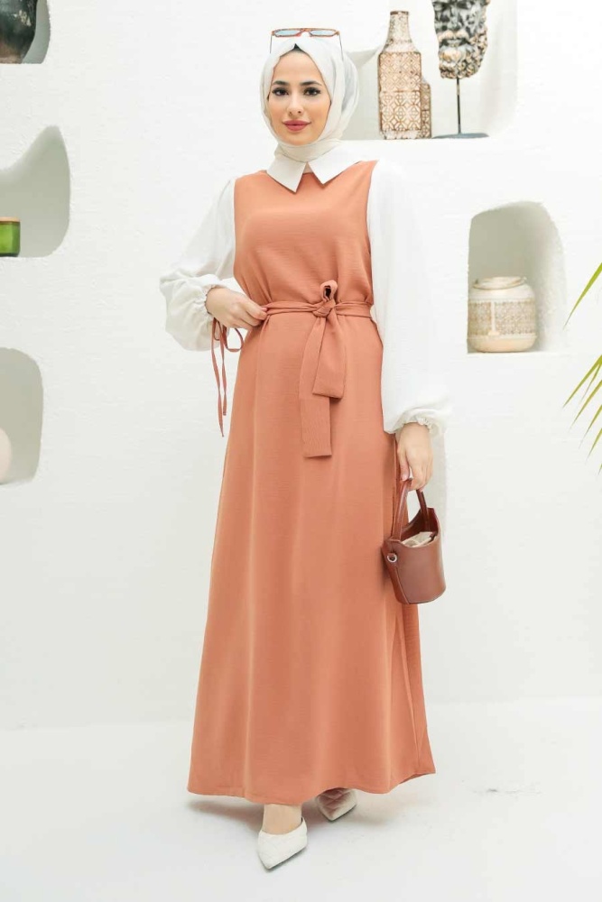 Neva Style - Robe Hijab Chameau 1317C - 1