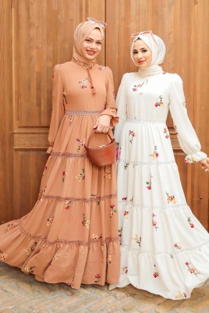 Neva Style - Robe Hijab Chameau 3403C - 2