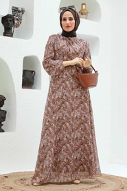 Neva Style - Robe Hijab Couleur Sunuff 279040TB - Thumbnail