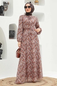 Neva Style - Robe Hijab Couleur Sunuff 279040TB - Thumbnail