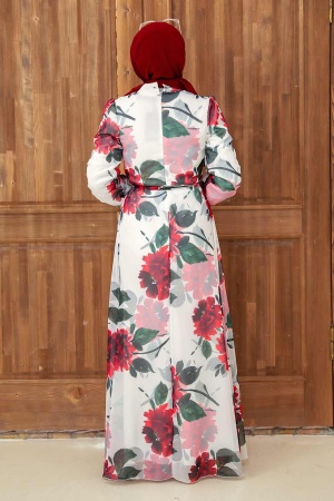 Neva Style - Robe Hijab Écru 279067E - 3