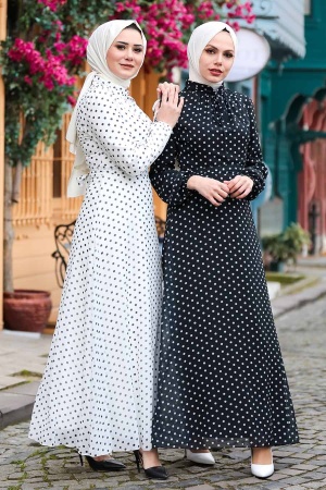 Neva Style - Robe Hijab Écru 27909E - 2