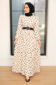 Neva Style - Robe Hijab Ecru 12250E - Thumbnail