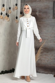 Neva Style - Robe Hijab Ecru 2773E - Thumbnail