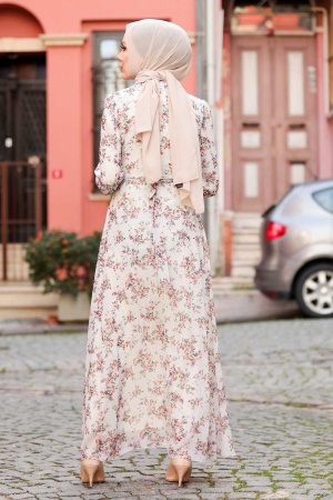 Neva Style - Robe Hijab Fleur de Grenade 27910NC - 2