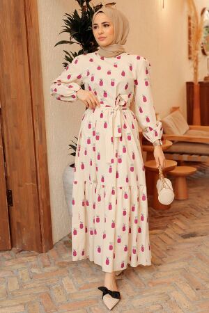 Neva Style - Robe Hijab Fuchsia 2319F - 3