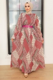 Neva Style - Robe Hijab Fuchsia 23202F - Thumbnail