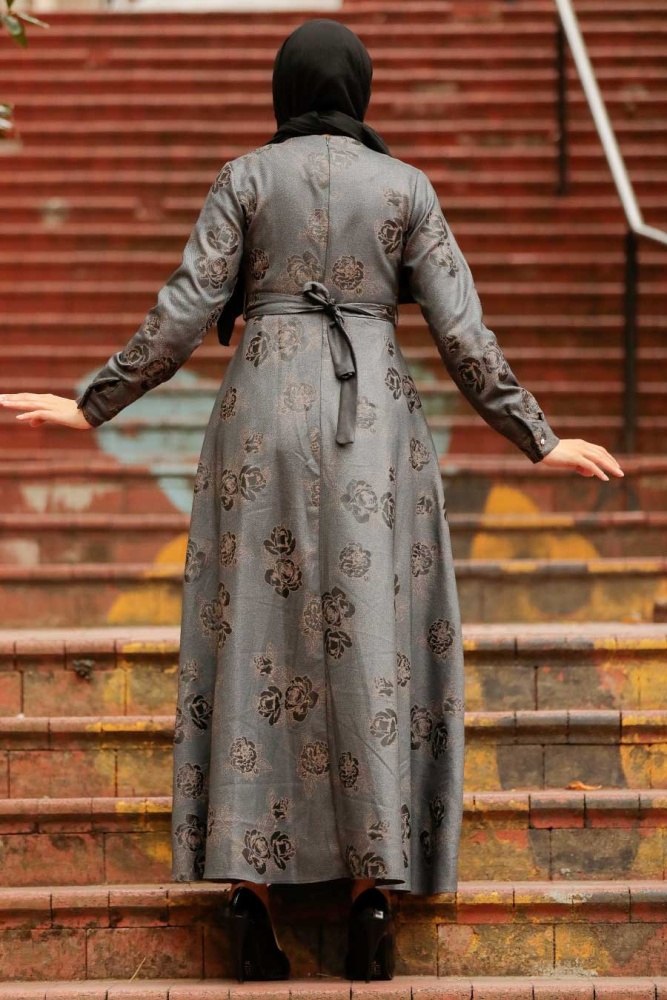Neva Style - Robe Hijab Fumée 75910FU - 2