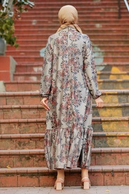 Neva Style - Robe Hijab Grise 11850GR - Thumbnail