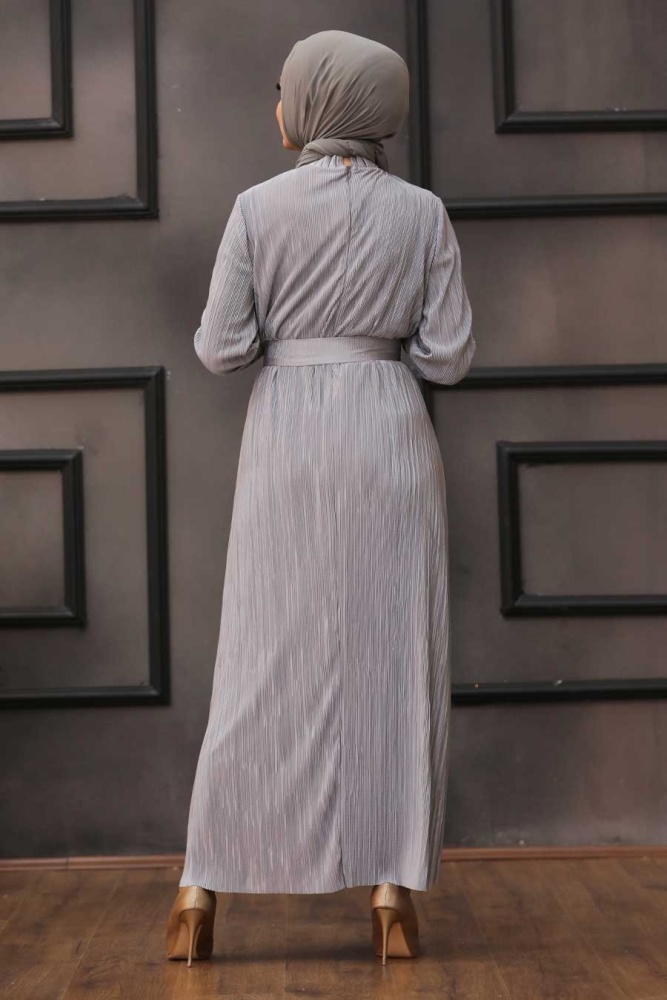 Neva Style - Robe Hijab Grise 12151GR - 2