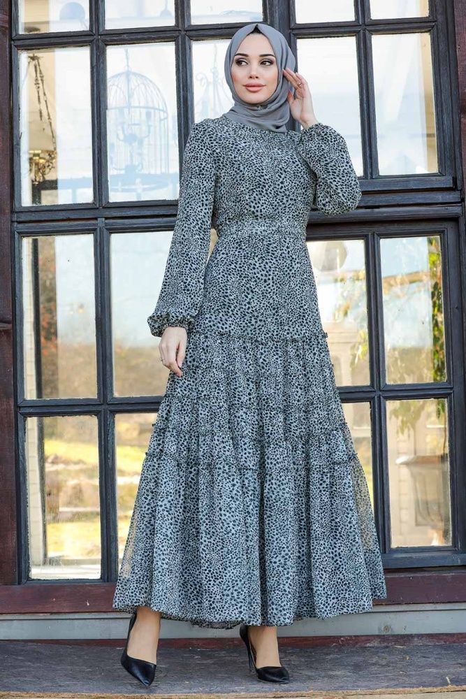 Neva Style - Robe Hijab Grise 27002GR - 1