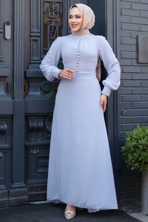 Neva Style - Robe Hijab Grise 2703GR - 1
