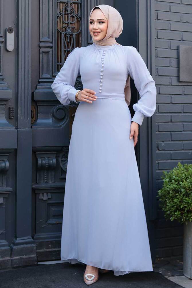 Neva Style - Robe Hijab Grise 2703GR - 1