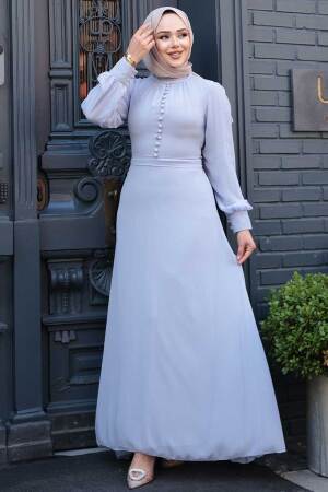Neva Style - Robe Hijab Grise 2703GR - 2