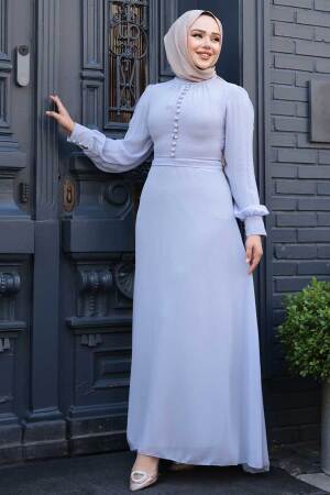 Neva Style - Robe Hijab Grise 2703GR - 3