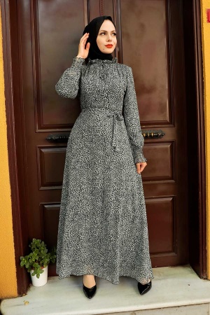 Neva Style - Robe Hijab Grise 27906GR - 2