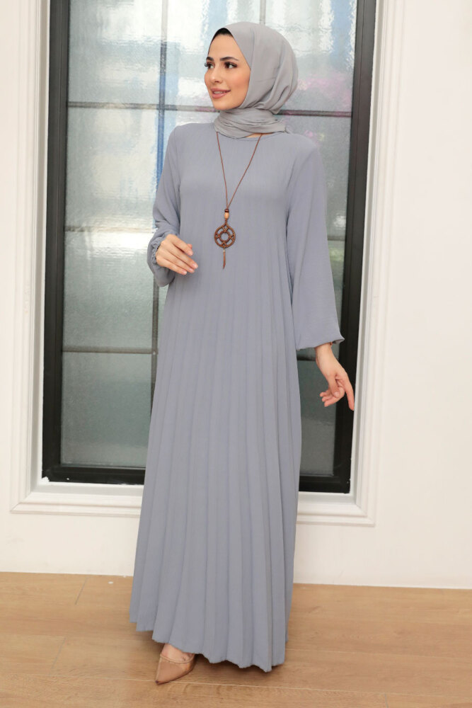 Neva Style - Robe Hijab Grise 30280GR - 2