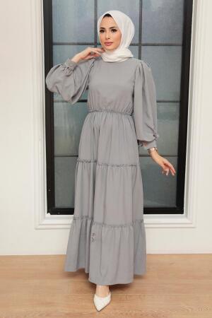 Neva Style - Robe Hijab Grise 30301GR - 2