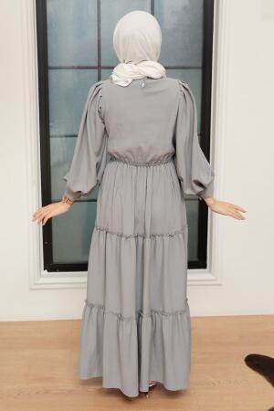 Neva Style - Robe Hijab Grise 30301GR - 3