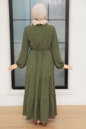 Robe longue et couvrante à boutons – Kaki 5720HK - 3